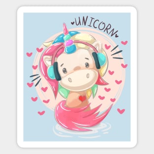 Unicorn Headphone Cartoon Magnet